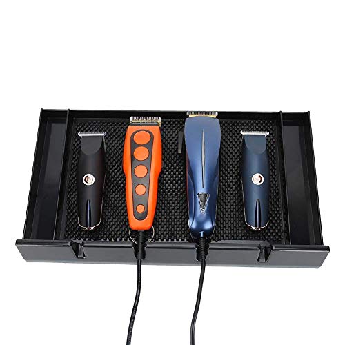 Barber Tray w/Notches, Salon Anti-slip Clipper Organizer in Black - Professional Hair Trimmer Holder