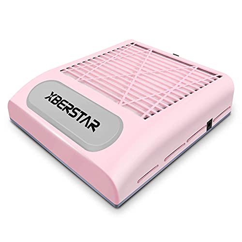 XBERSTAR 80W Nail Dust Collector for Acrylic Gel Nails,Manicure,Nail Jewelry,Calluses (Pink)