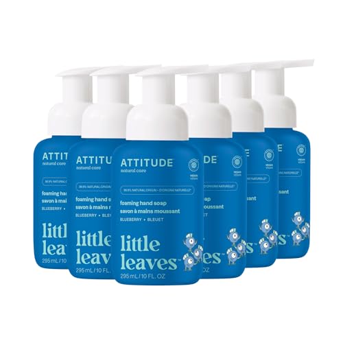 ATTITUDE Foaming Hand Soap for Kids, Plant and Mineral-Based Ingredients, Vegan Personal Care Products, Blueberry, 10 Fl Oz (Pack of 6)
