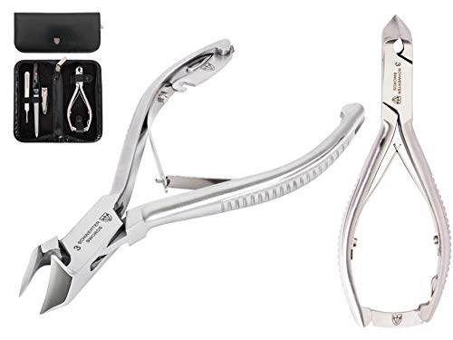 3 Swords Germany - brand quality professional TOE NAIL NIPPER set STAINLESS STEEL INOX wave nipper, head cutter, nail file finger clipper, tweezers with case for ingrown toe nails by 3 Swords (202)