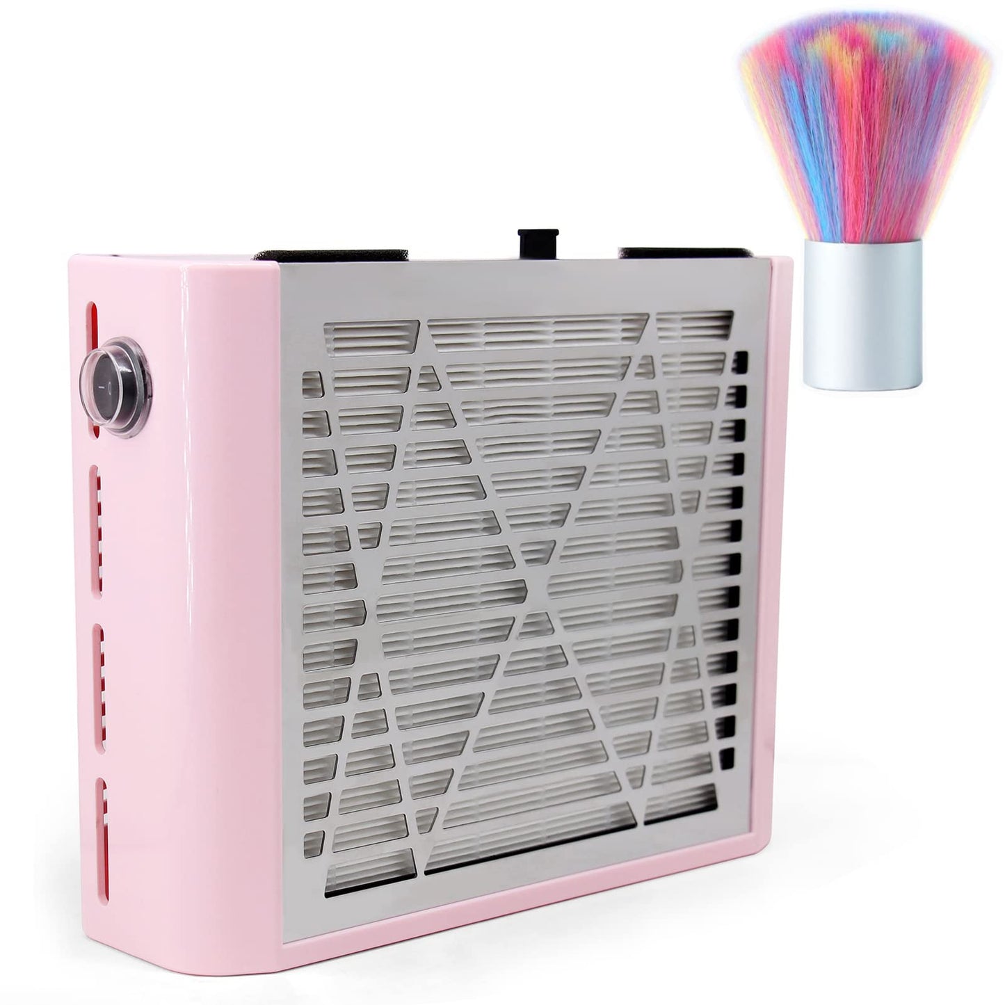 AONOLOVO Nail Dust Collector, Upgraded Powerful Nail Vacuum Dust Collector Nail Dust Extractor Fan Manicure Tools for Acrylic Nails Extension Gel Removal, with Nail Dust Brush, Pink