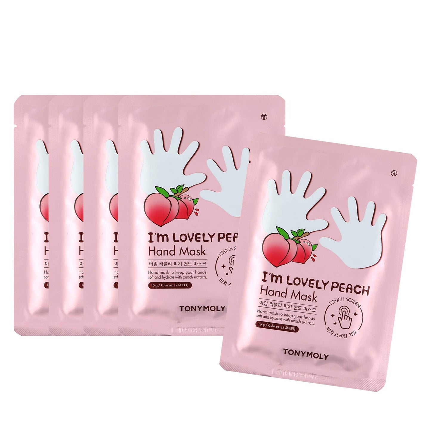 TONYMOLY I'm Lovely Peach Hand Mask, 2 Count (Pack of 5)