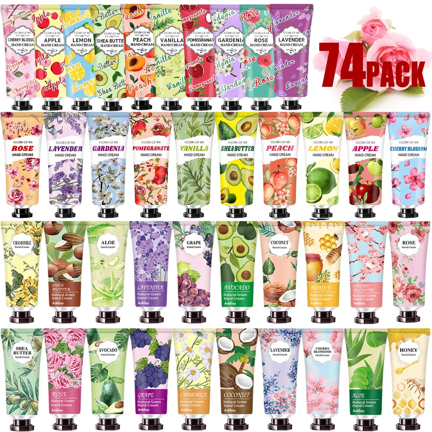 74 PACK Hand Cream Stocking Stuffers Christmas Gifts,Plant Fragrance Hand Cream For Women and Girls,Moisturizing Hand Lotion For Dry Hands,Travel Size Mini Lotion Perfect for Mother's Day,Christmas