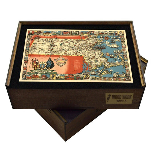 WAWW Wooden Puzzle | Antique Massachusetts Map