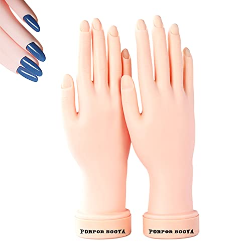 2Pcs Practice Hand for Acrylic Nails, Fake Nail Hand Practice, Flexible Bendable Mannequin Rubber Hand,Manicure Practice Hands Nail Art Hand Training Hand for Nail Practice