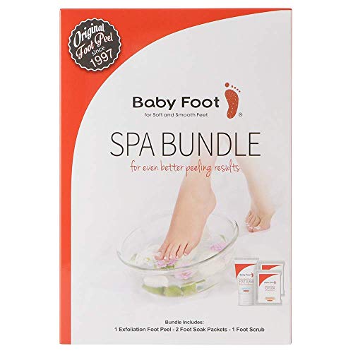 Baby Foot Spa Bundle - Original Exfoliant Foot Peel + 2 Foot Soaks and 1 Foot Scrub - Baby Feet Smoothening Foot Peel, Soak and Scrub - Citrus scent - Baby Soft Foot Exfoliation Bundle Set