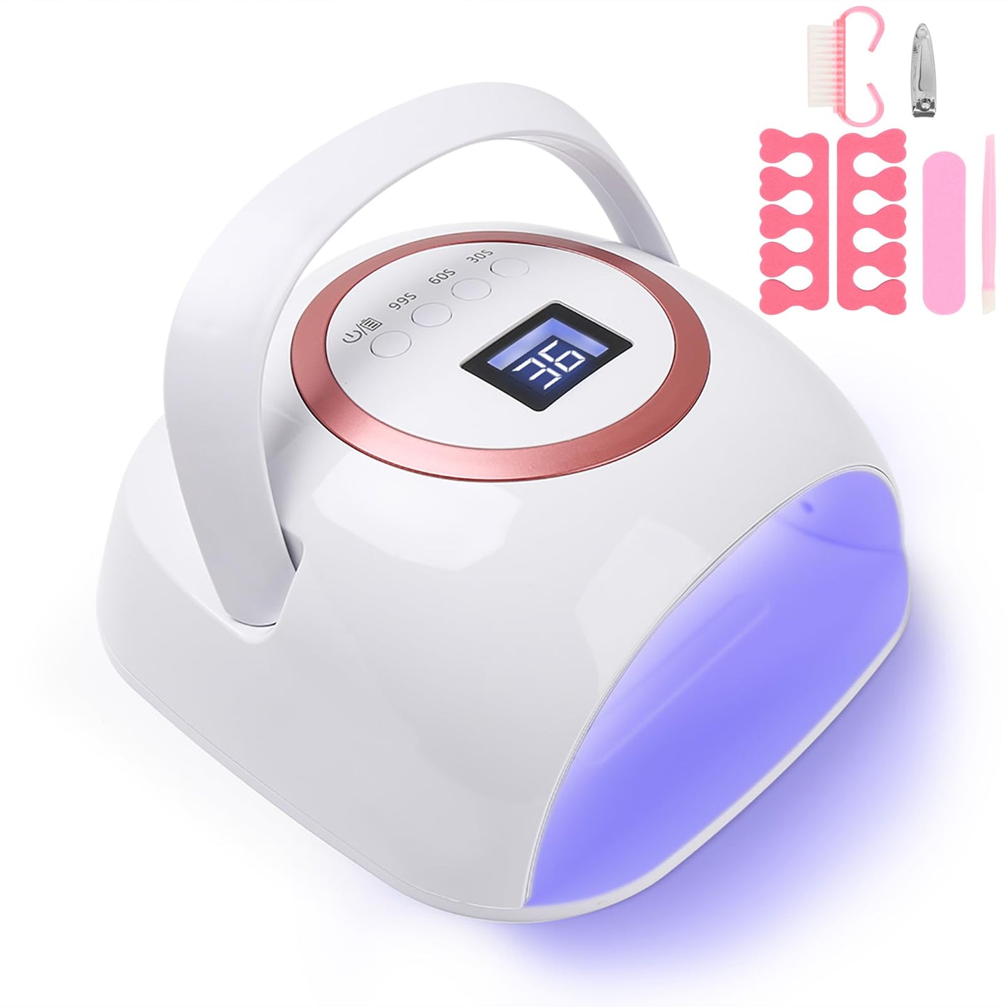 UV LED Nail Lamp 72W UV Light for Nails Rechargeable UV Nail Lamp Cordless Nail Dryers Gel Nail Polish Curing Lamps Quick Dry Salon LED Nail Lamp with Portable Handle,3 Timer,Auto Sensor,Nail Kit