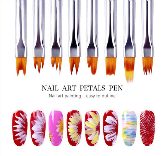 8 Pcs Nail Brush Pen Premium Upgrade Wood Handle, Gradient Painting Brush Set UV Gel Flower Drawing Pen Purple Wood Handle Manicure Nail Art Polish Pen Tool, Valentine's Day present