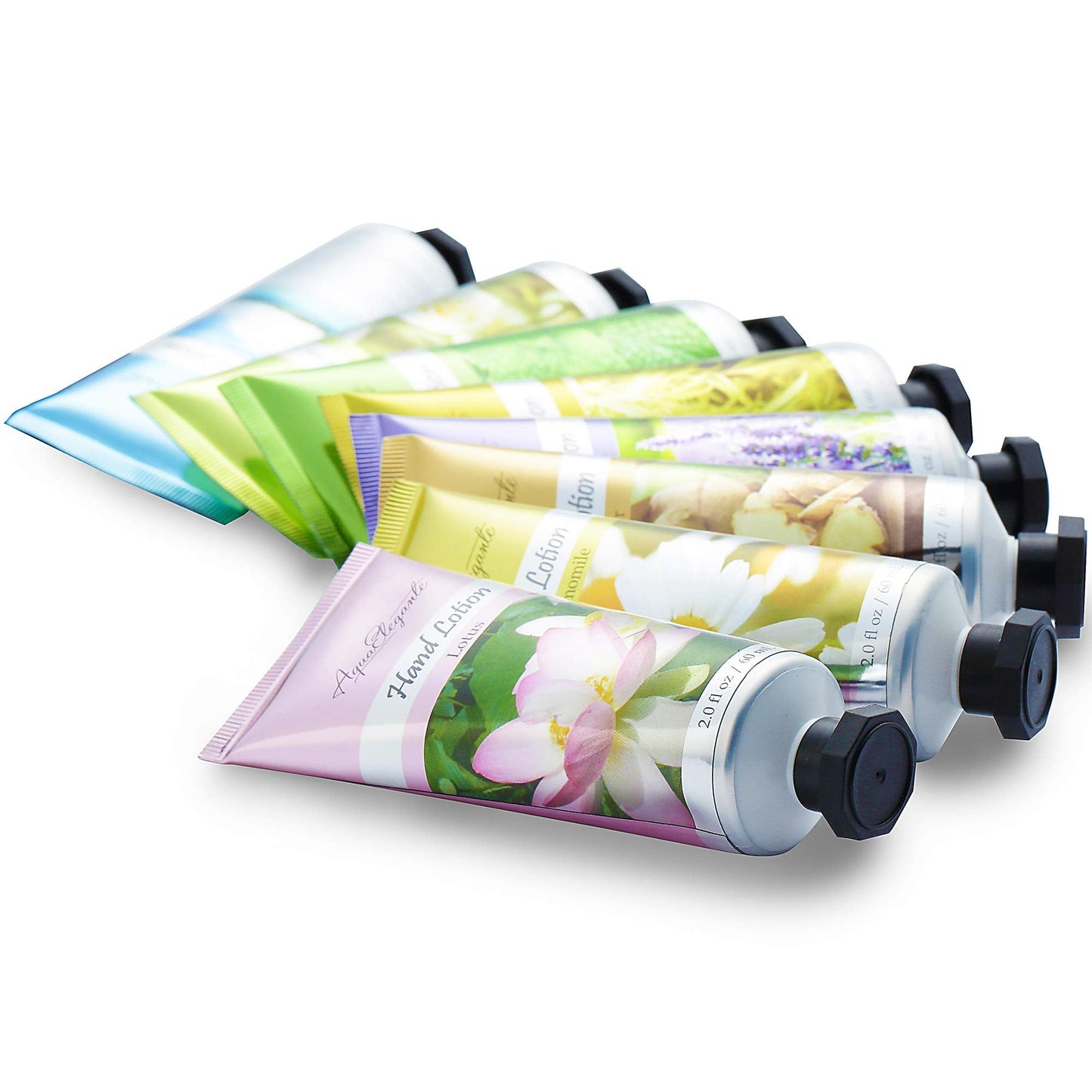 Aqua Elegante Lotion Gift Sets For Women - Hand Moisturizer Set Made With Organic Shea Butter - Choice Of 8 Scented Mini Lotions Pack - Great Hand Care Pamper Kit And Luxury Gift Idea