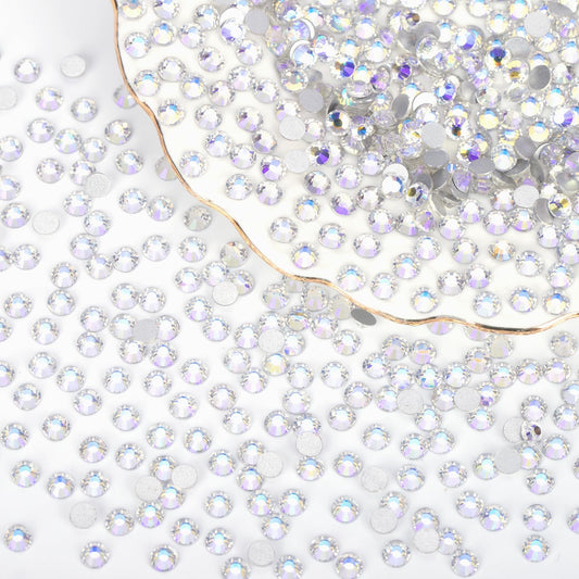2000PCS Moonlight Rhinestones Bulk, Flat Back Crystal Glass Stone Round Gems,SS30, 6.4-6.6mm