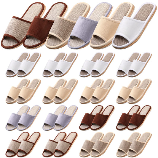 16 Pairs Open Toe Breathable Slippers Bulk Disposable Slippers for Guests Washable House Slipper for Women Men Non Slip Spa Slipper Comfortable Slipper Bulk for Guests Home Bedroom Hotel Travel Unisex