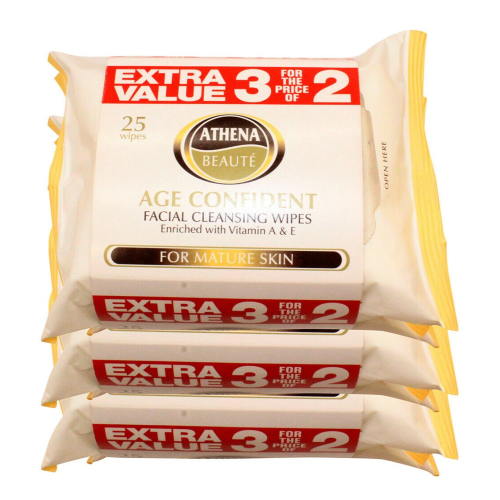 Athena Age Confident Facial Cleansing Wipes Mature Skin 3 PK